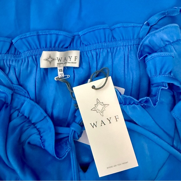 Wayf Blue Gathered‎ Empire Waist Maxi Slip Dress - Picture 6 of 6